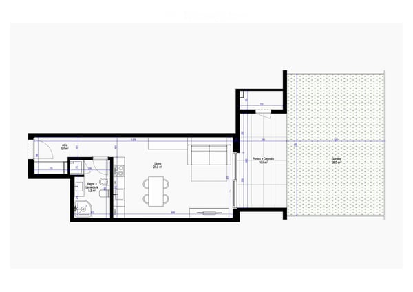 Grande monolocale da 43 m², 14 m² di portico e 36 m² di giardino al 1° piano 2