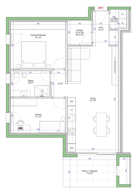 Appartamento di 3,5 locali al Piano Terreno con portico e grande giardino piano 5
