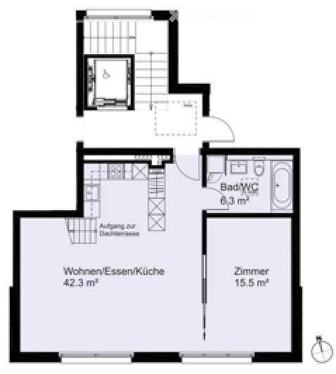 Lichtdurchflutete Wohnung mit grosser privater Dachterrasse (inklusive Parkplatz) 17