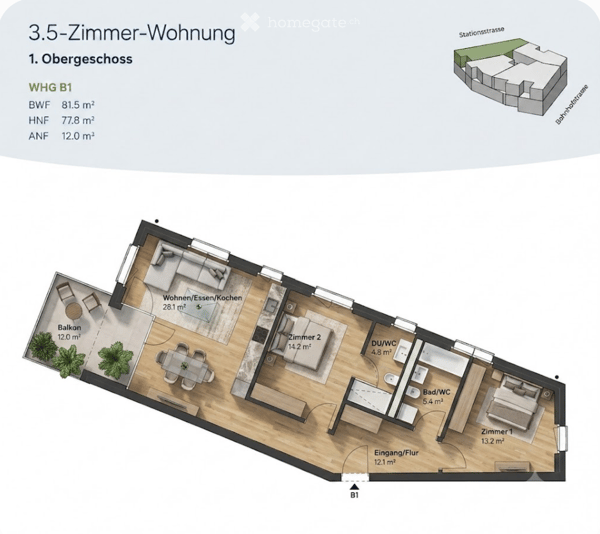 Wer Zürich kennt, wohnt bewusst in Wetzikon – 3.5 Zimmer, Eichenparkett, zwei Bäder 3