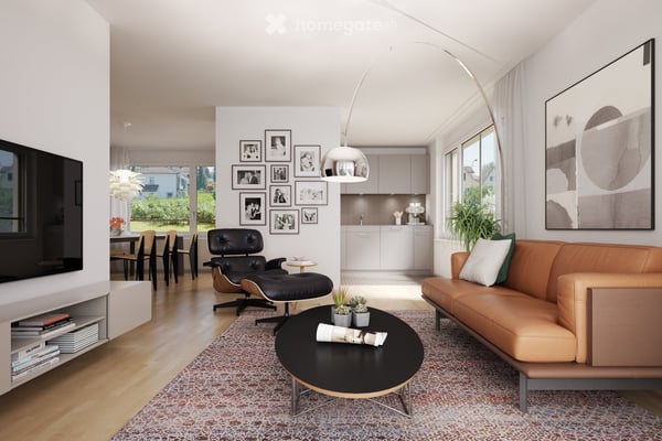 Helle, moderne 3.5-Zimmer-Wohnung mit gedecktem Balkon und Sicht ins Grüne 3