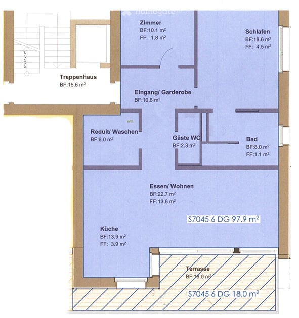 Helle 3.5-Zimmer-Dachwohnung mit Balkon in Speicher AR 18