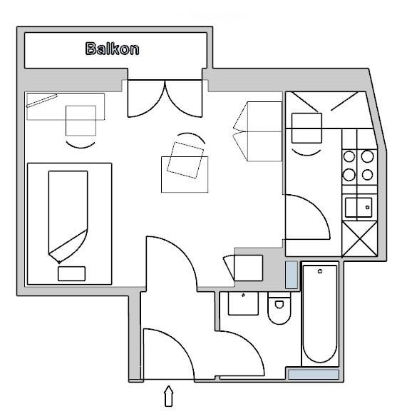 Serviced apartments - modern möblierte 2-Zimmer-Wohnung beim Tellplatz, nähe Bahnhof 7