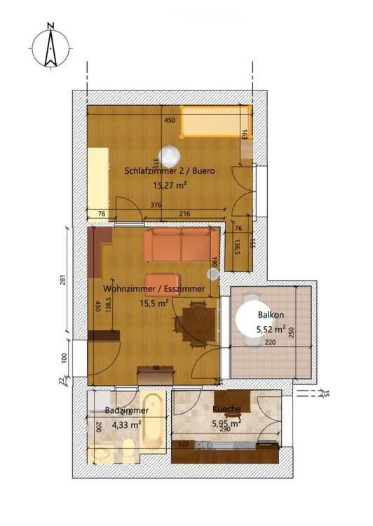 Charmante 2.5-Zimmer-Dachgeschosswohnung in Bassersdorf, möbliert 13
