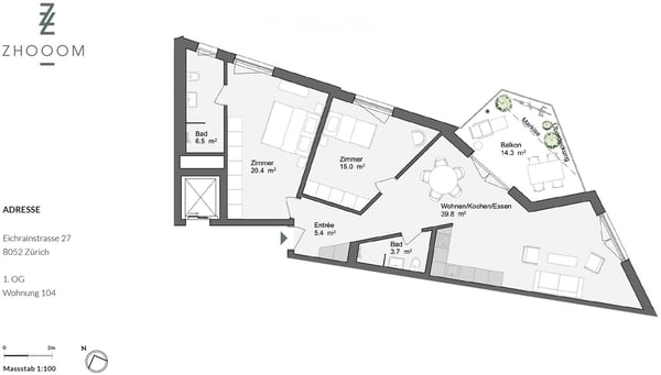 Moderne 3.5-Zimmer-Eigentumswohnung mit Balkon in Zürich-Seebach 14