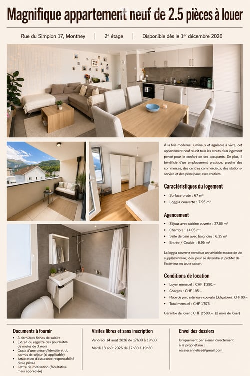 Appartement neuf de 2.5 pièces avec balcon à Monthey 5