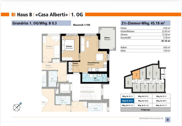 Einzug ab sofort: Moderne 2.5-Zi.-Erstwohnung in der Überbauung «Casa Alberti» (Haus B) 1