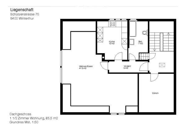 Ruhige und helle 1.5-Zimmer Dachwohnung zu vermieten, unbefristet 4