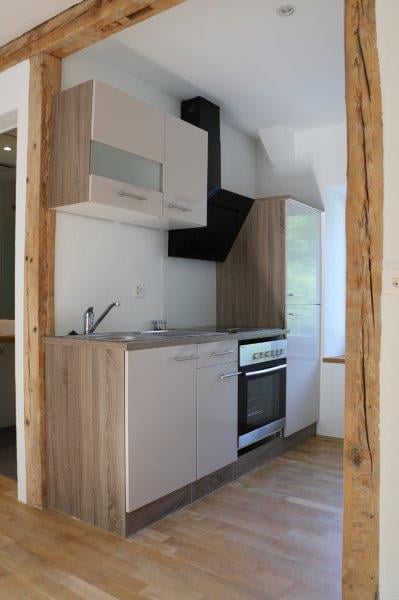 kitchenette with sink, stove, oven, cabinets, dishwasher, washing machine