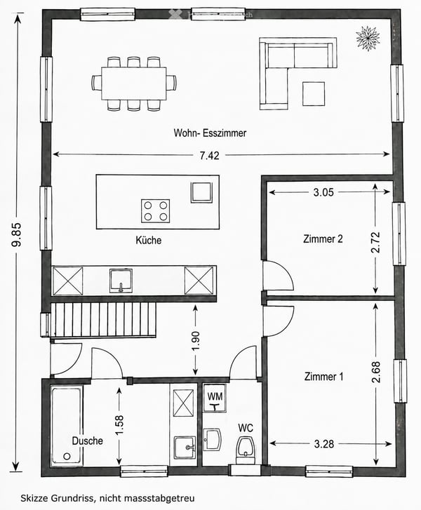 Charmante 3.5-Zimmer-Terrassenwohnung im renovierten Altbau – Sissach 13
