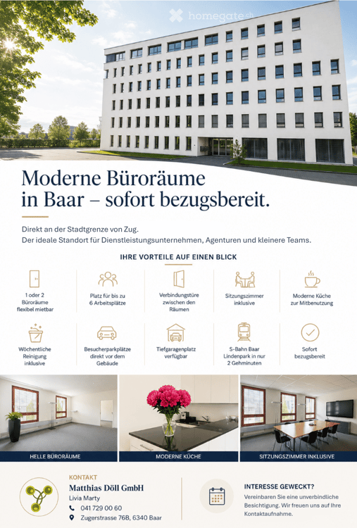 Ihr neuer Bürostandort direkt an der Stadtgrenze Zug