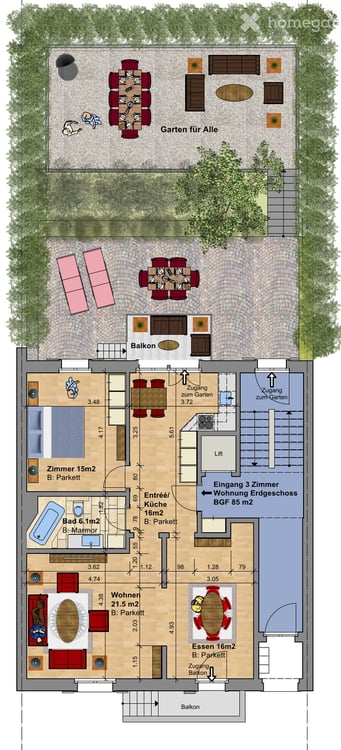 Helle 2.5-Zimmer-Wohnung mit 2 Sitzplätzen 8