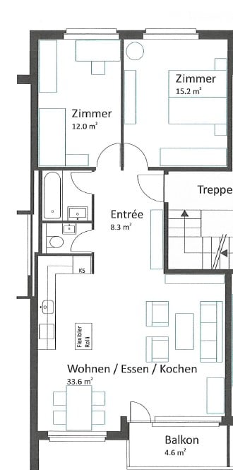An sonniger Toplage direkt am Waldrand eine 3.5-Zimmerwohnung zu vermieten 12