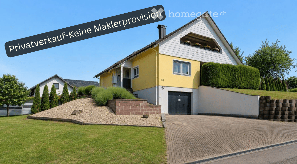 Two-story house with yellow and white exterior, garage, well-maintained garden, and solar panels on the roof.