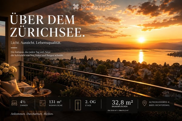 Über dem Zürichsee – 4½ Zimmer mit 131 m² und 32.8 m² Balkon