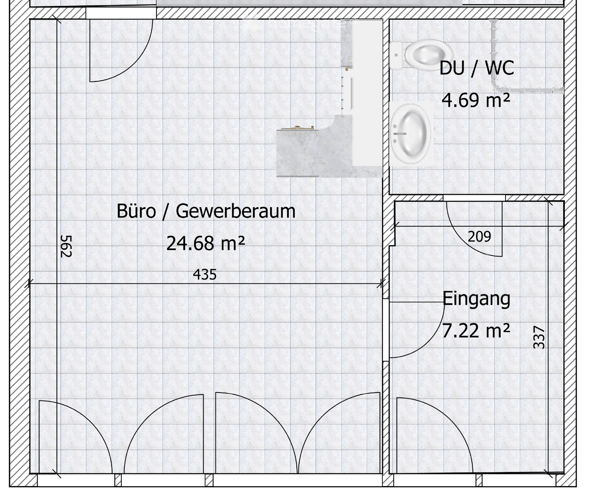 Helles Atelier / Büro / Studio mit Dusche, Doppelgarage & Parkplatz und Terrasse 2