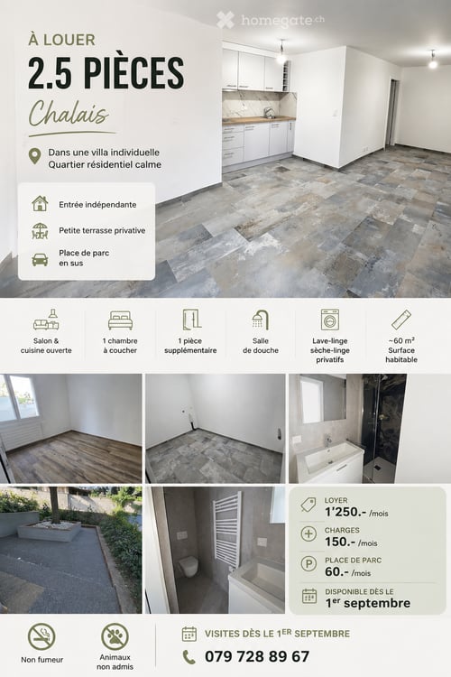 Appartement de 2.5 pièces à Chalais