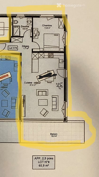 Reprise de bail - 2.5 pièces neuf 65.9m2 + terrasse 18.4m2 + cave + Place de parc, VUE LAC 15