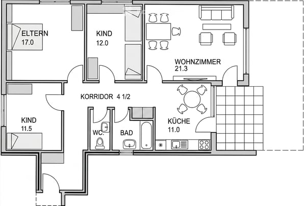 Charmante 4.5-Zimmer-Wohnung in Bremgarten AG – Ideal für Familien 3