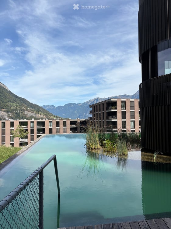 Moderne 2.5-Zimmer-Neubauwohnung mit Bergblick, Sauna & Naturpool in Mels 10