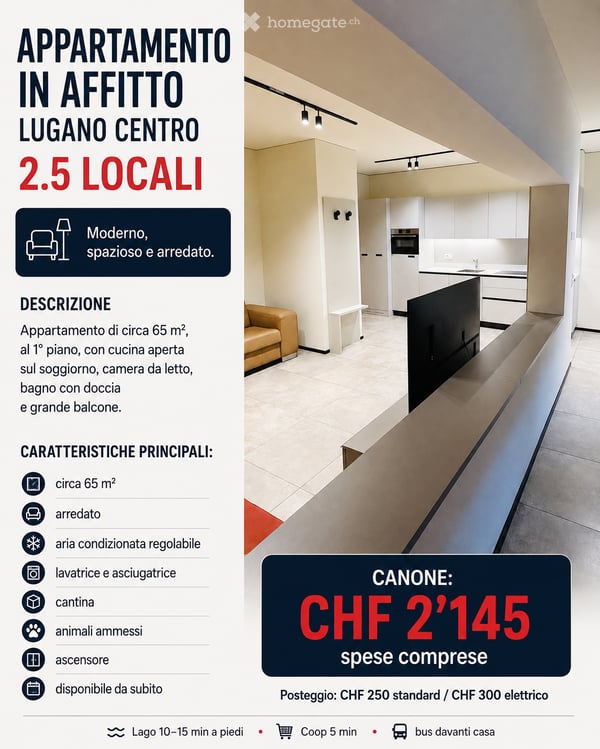 Appartamento moderno e arredato di 2.5 locali a Lugano – Disponibile subito 1