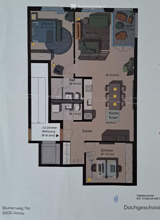 Nachmieter*Innen gesucht: Moderne 3.5-Zimmer-Dachgeschosswohnung in Aarau – Neubau 2024 2