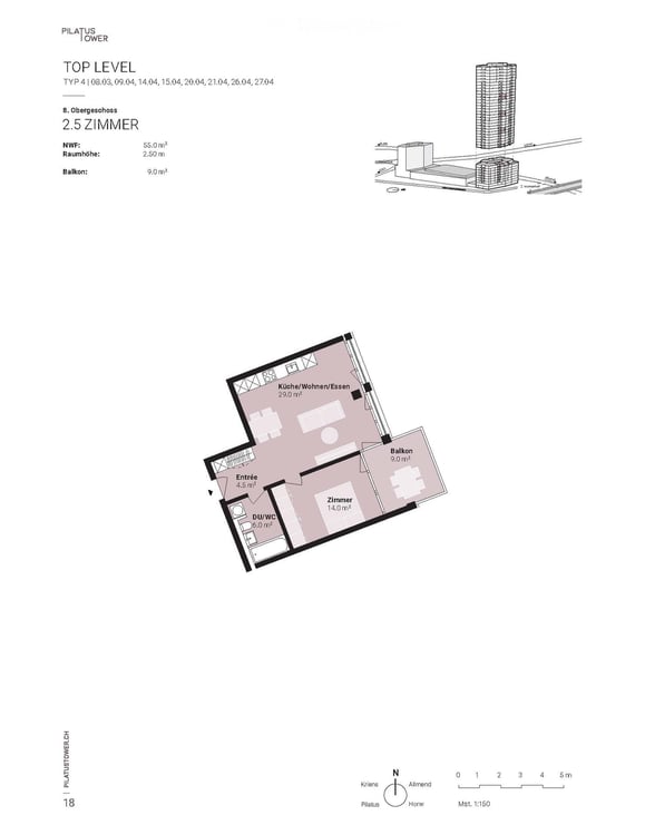 Exklusive 2.5-Zimmer-Wohnung im 26. Stock im Pilatus Tower in Kriens 17