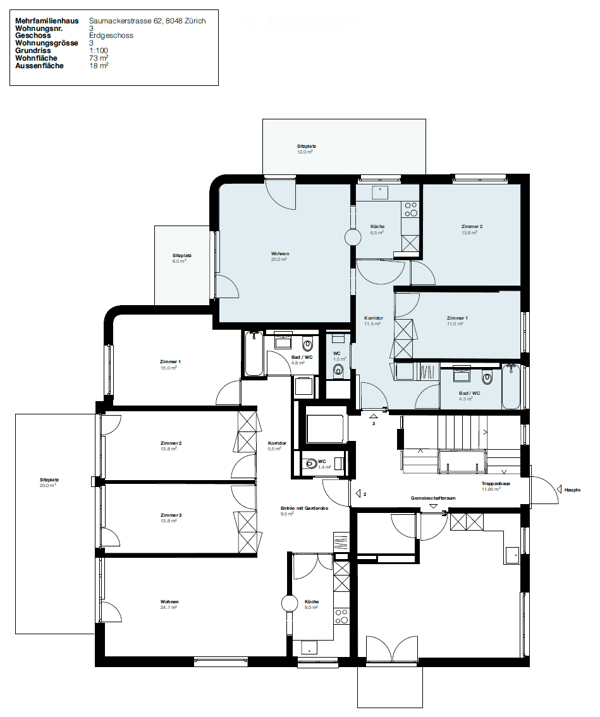 ERSTVERMIETUNG 3- Zimmerwohnung EG, 8048 Zürich zu vermieten 3