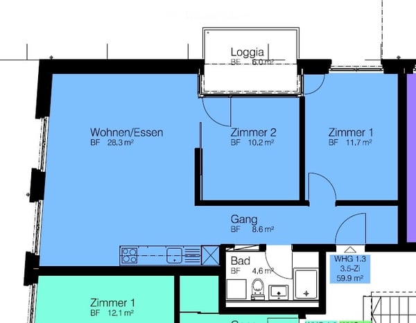 keine Besichtigungstermine mehr verfügbar-Helle 1.5-Zimmer-Wohnung im 1. Stock in Oberuster 2