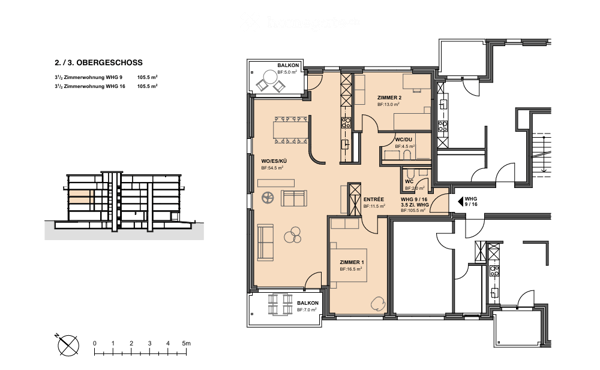 Grosszügige kernsanierte 3.5-Zimmer-Wohnung | 105.5 m² | 3 Min. zum Bahnhof Wädenswil 2