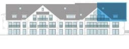 Floor plan of a multi-story residential building with multiple apartments, each featuring a living room, kitchen, bedrooms, and bathrooms.