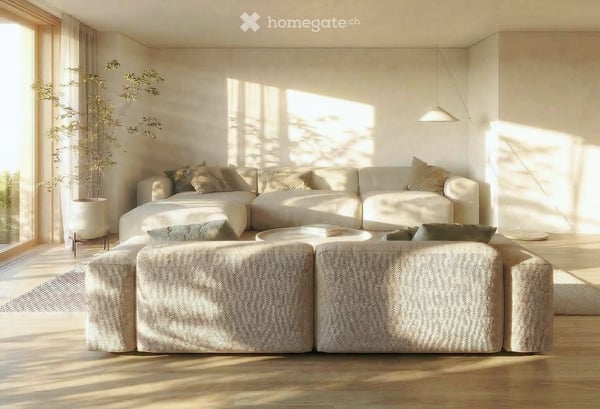 Luxus 3.5-Zimmer-Wohnung im Erdgeschoss mit Sitzplatz 24 Minuten von Zürich. 2