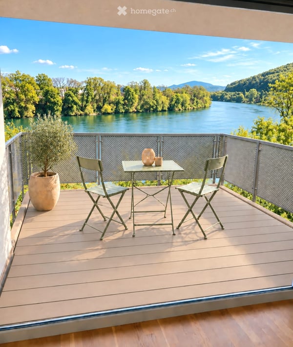 Wohnen mit Rheinblick: Helle 3.5-Zimmer-Wohnung mit grossem Balkon