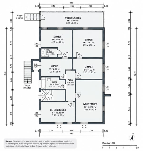 Charmante 5½-Zimmer-Wohnung im Chalet mit Wintergarten und grossem Privatgarten 3