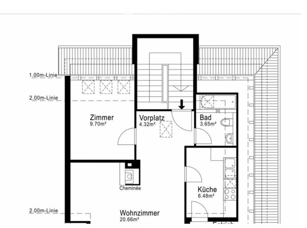 Singles aufgepasst: 2.5-Zimmer-Dachwohnung mit Cheminée in Zürich-Wipkingen zu vermieten 2