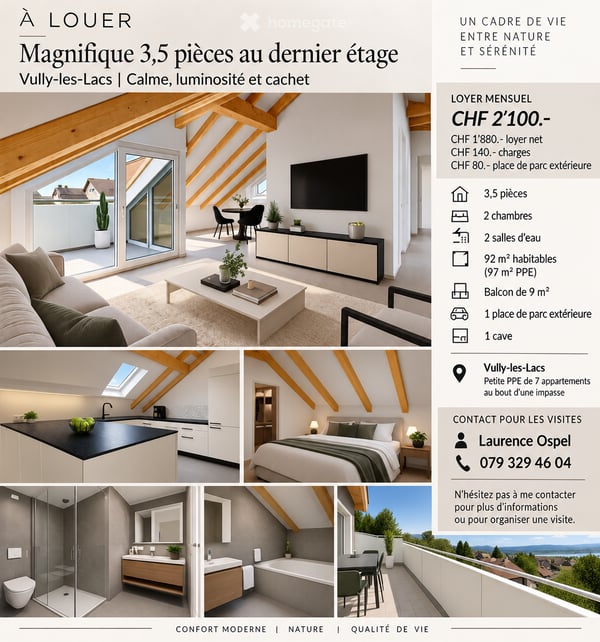 Magnifique 3,5 pièces au dernier étage – charme, lumière et tranquillité