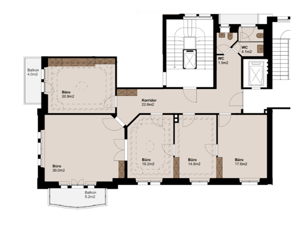 Stilvolles Altbau-Büro mit Balkon im Herzen von Zürich 1