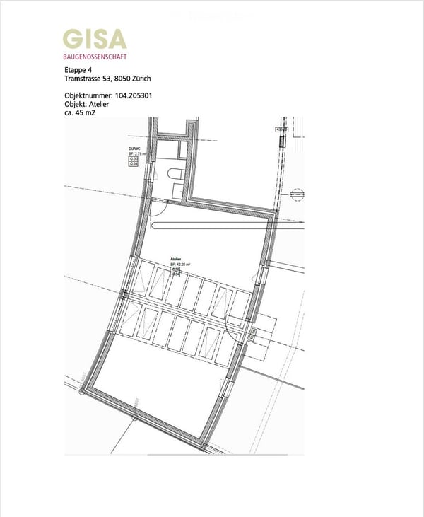 Geräumiges und helles Atelier an der Tramstrasse 53 in Zürich-Oerlikon 5