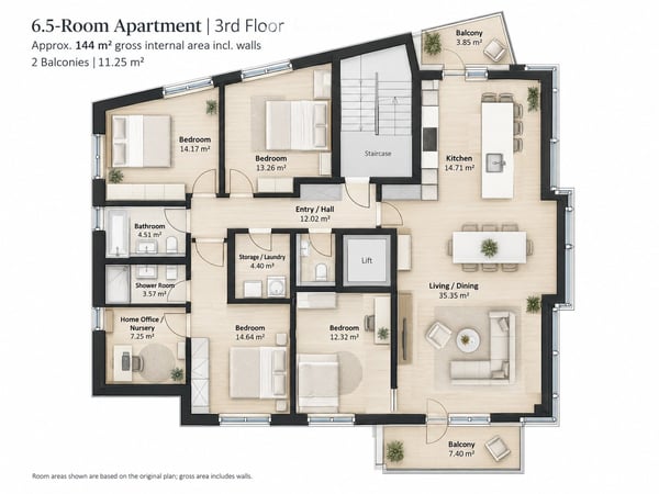 Erstbezug / First Occupancy | Minergie 6.5-Room Apartment | Zurich-Enge | 144 m² 3