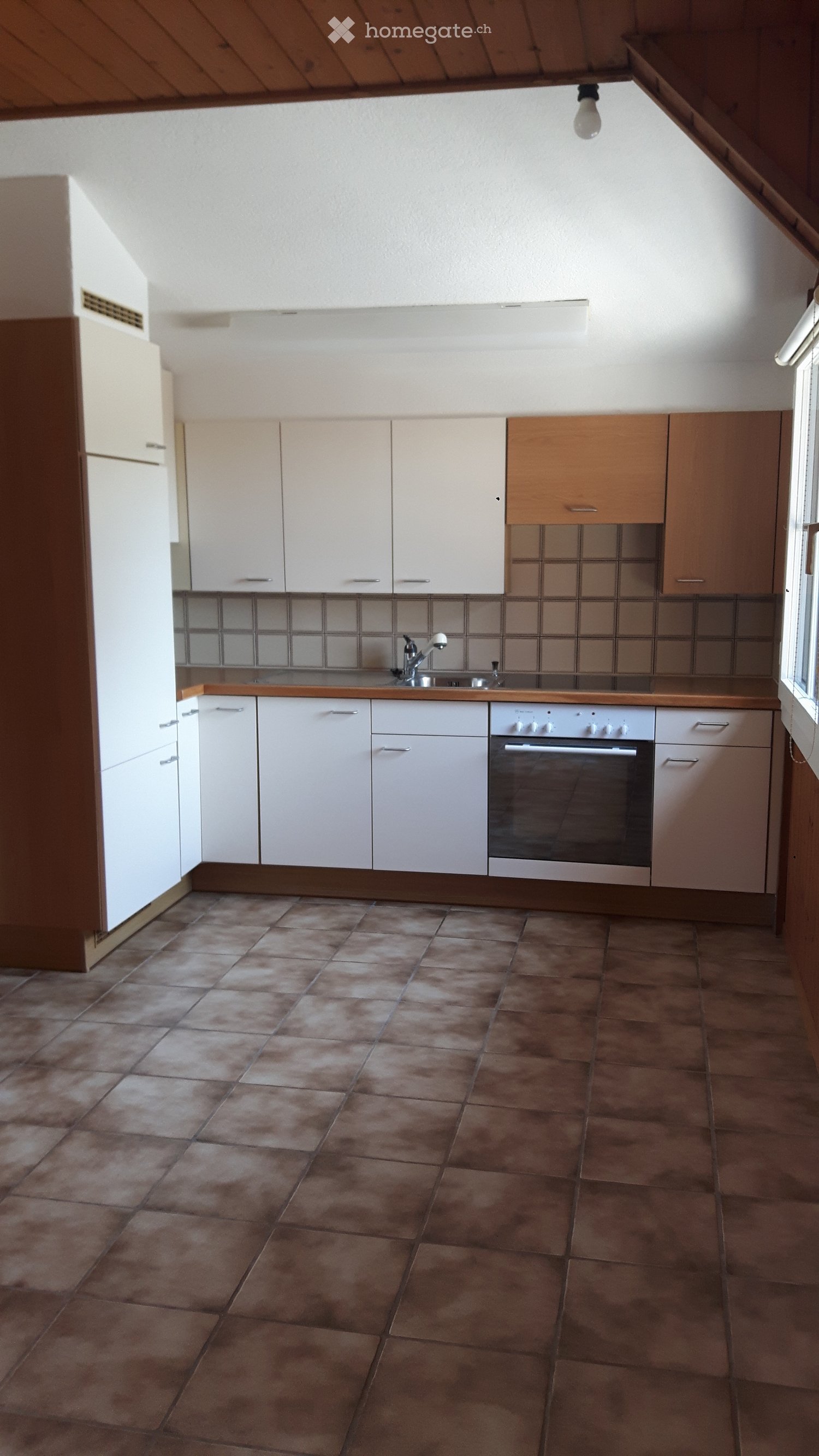 kitchen with white cabinets, tiled floor, sink, oven, refrigerator