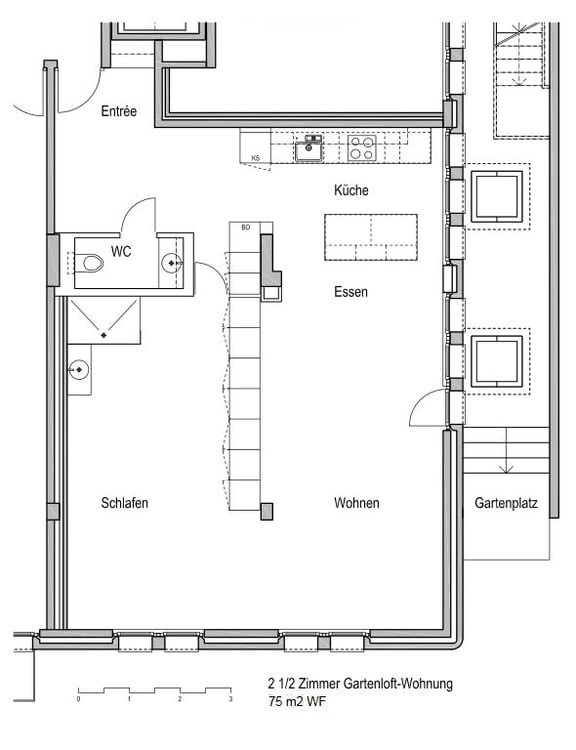 Attraktive, ruhige 2.5 Zi Loft-Wohnung umgeben von einem idylischem Garten 14