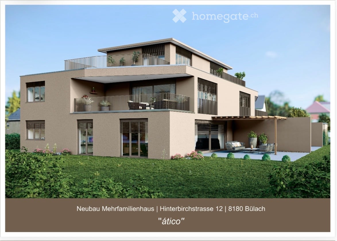 Modern two-story house with balconies, large windows, and a well-maintained garden.