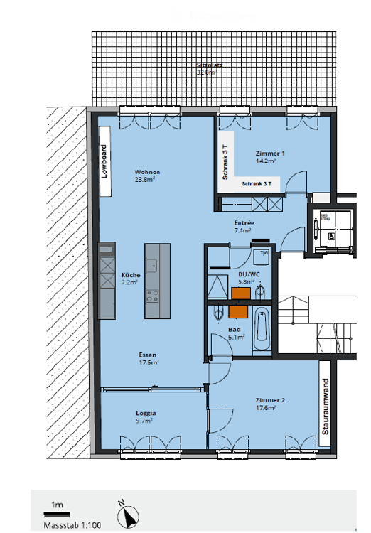 Moderne 3.5-Zimmer-Wohnung mit 32 m2 Terrasse an exklusiver Lage direkt am Rhein 20