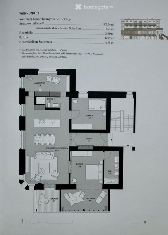 Saalwohnung mit Balkon und Solarium in Davos Platz 9