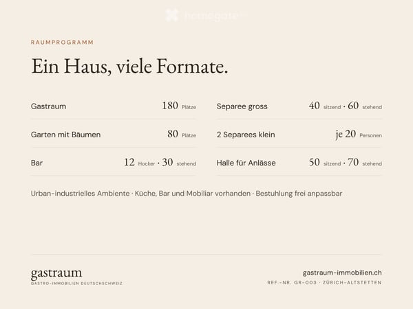 Restaurant mit Garten, 180 Plätze – Zürich-Altstetten, Untermiete bis 2028 2