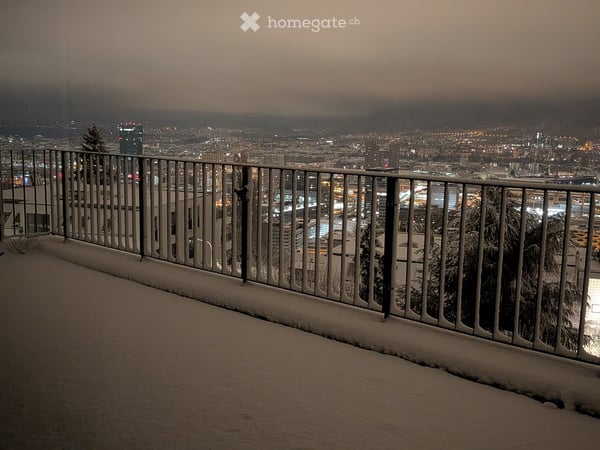 Zuoberst am Hönggerberg mit Aussicht über die ganze Stadt bis zum See