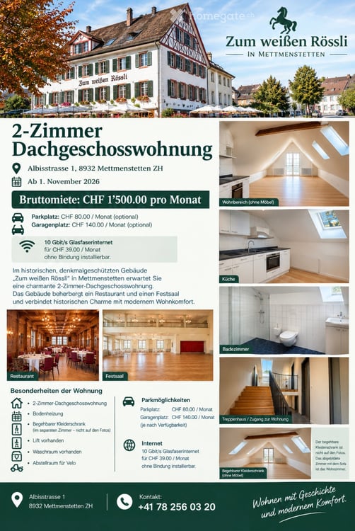 2-Zimmerwohnung in Mettmenstetten