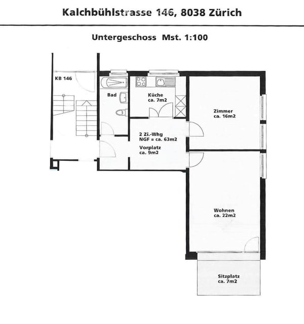 Möbelierte 3-Zimmer Garten-Wohnung (46 m²) in Zürich-Wollishofen | Untermiete ab März 3037 12