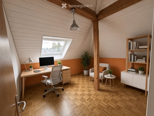 3 pièces en attique de 96 m², balcon-terrasse sud, vue dégagée, Bussigny 3