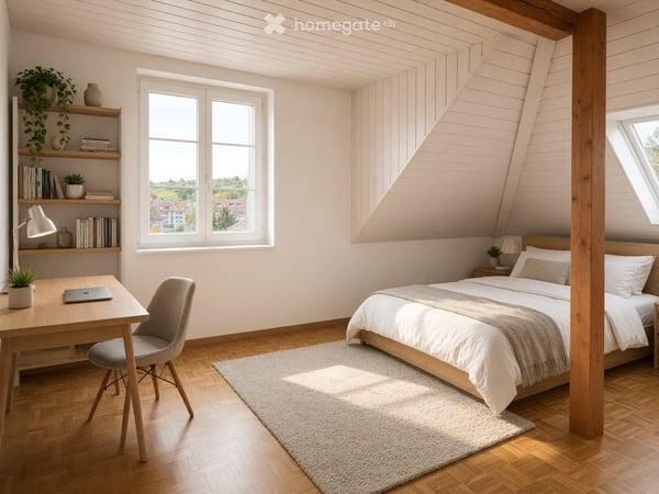 3 pièces en attique de 96 m², balcon-terrasse sud, vue dégagée, Bussigny 2